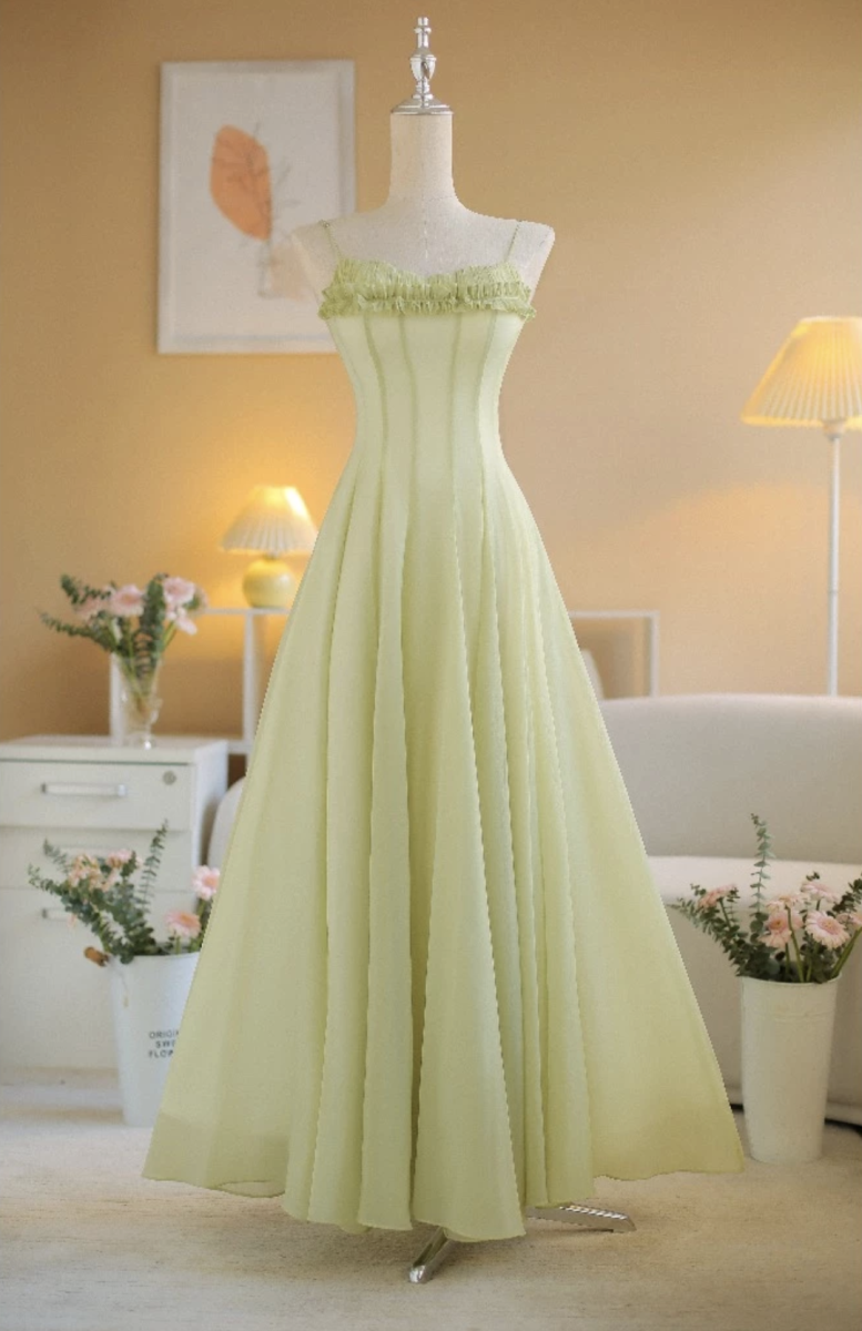 SÒ VINTAGE - MATCHA đầm maxi hai dây bún bèo